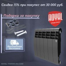 Радиатор биметаллический Royal Thermo Biliner 350 х 8 секции боковое подключение цвет чёрный